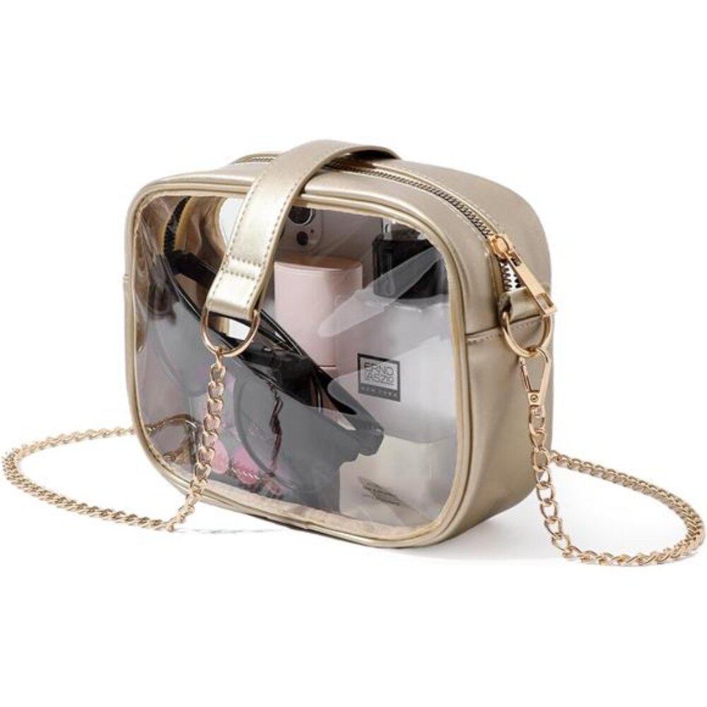Clear Bag Stadium Approved, Crossbody Transparent Bag for Concerts - Gold